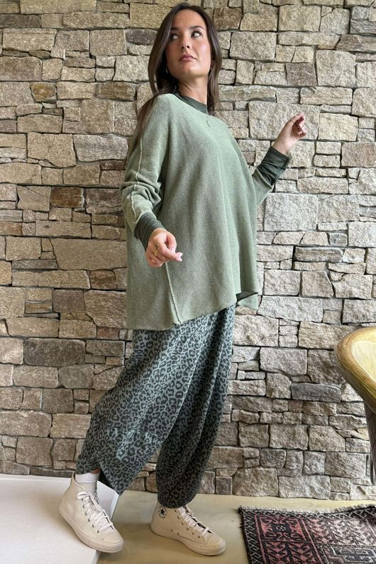 Conrad Slouch Cotton Knit Khaki